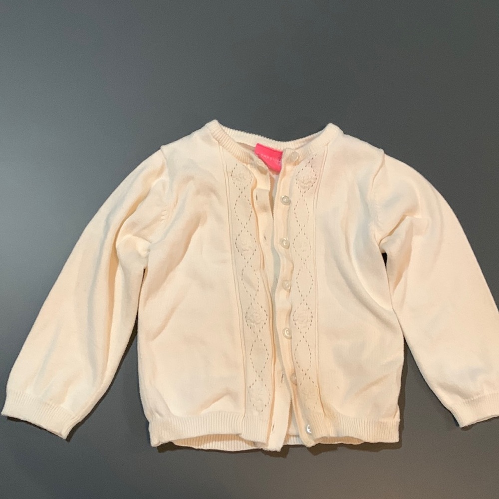 J. Khaki little girl white cardigan